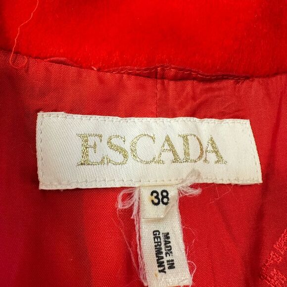 Escada Piacenza Wool Rabbit Angora Red Zip Jacket Blazer Coat Size 38 S M - Picture 3 of 16